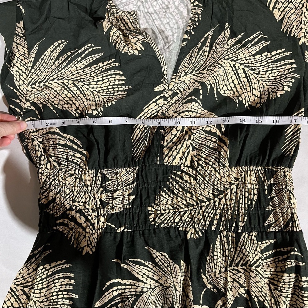 Reiss Colby Tropical Midi Dress with Elasticated Waist in Khaki - Picture 11 of 13